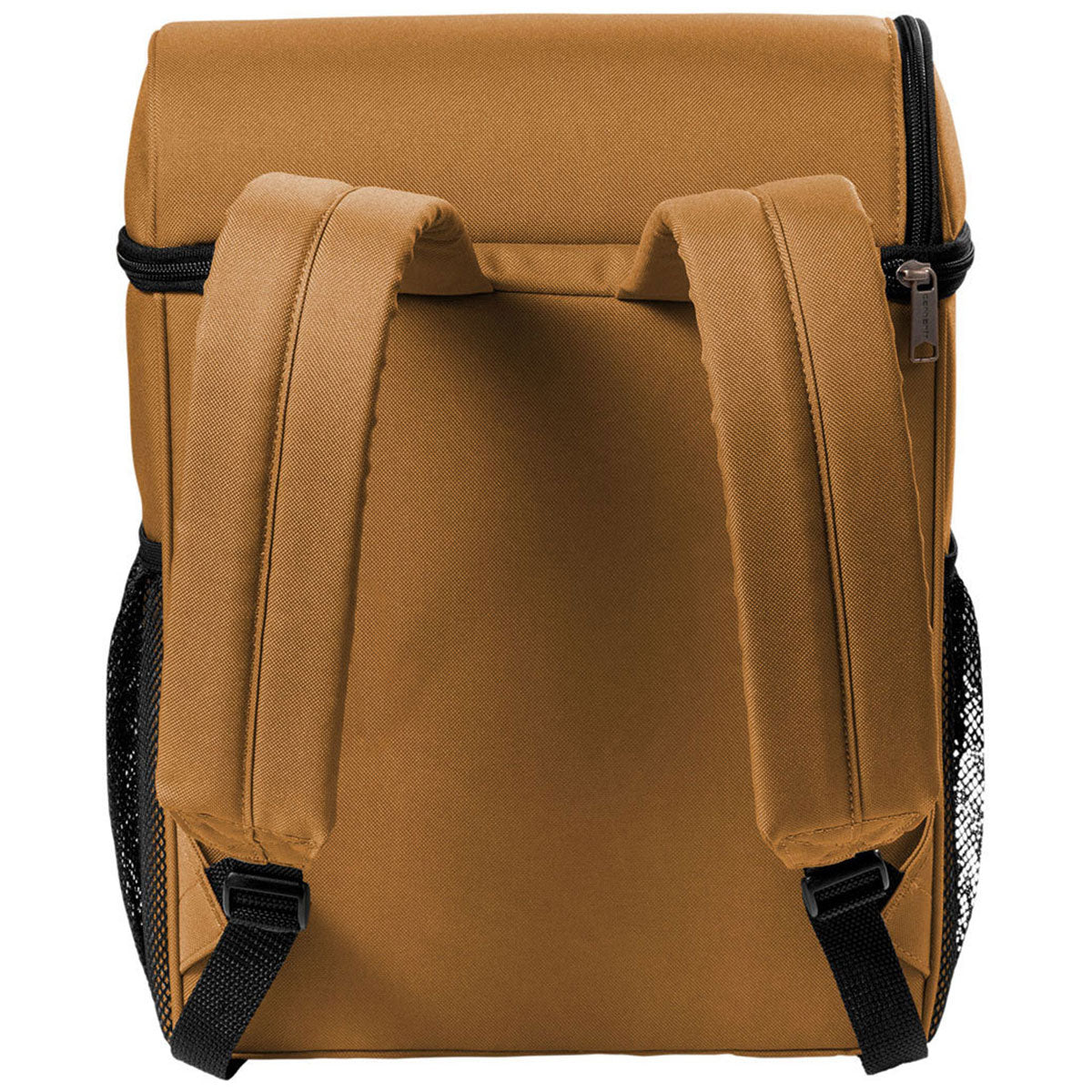 Close-up of Cooler Backpack Accessory Grey Accessory showing Tan canvas body with black webbing shoulder straps and mesh