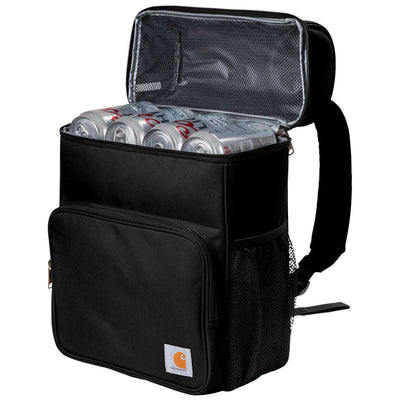 Close-up of Cooler Backpack Accessory Grey Accessory showing Black cooler backpack with mesh-lined insulated top compartment
