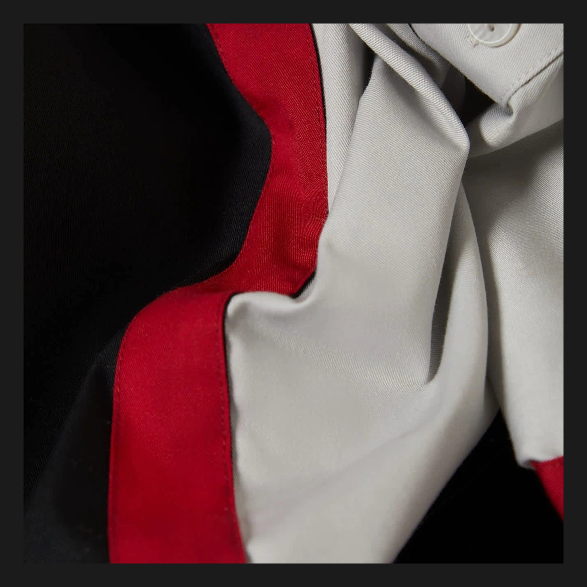 Close-up of Coors Light Shake Down S/S Woven Silver/black S/S Woven showing Red racing stripe with white and black