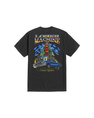 Cruisin Together front view, Black with multicolor front graphic featuring "Loser Machine" text, winged figure, blue