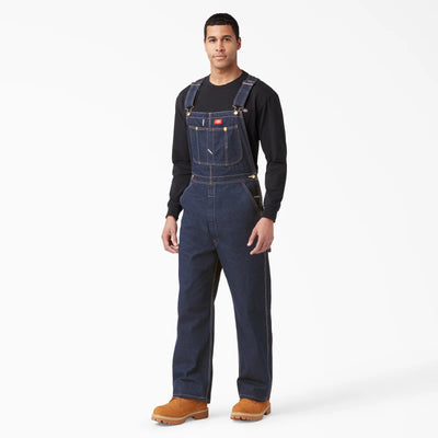 Back of Db100rnb - Indigo Bib Overall Overalls Rinsed Indigo Blue Overalls, Blank back with center seam and side pocket