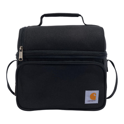 Close-up of Deluxe Lunch Cooler Accessory Black Accessory showing Black insulated lunch bag with dual compartments, top