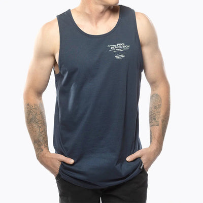Back of Demolition Tank Top Navy Tank Top, Blank back - Slowride Supply - vintage racing apparel from Slowride Supply