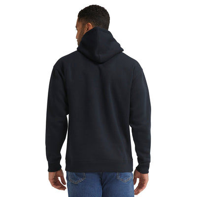 Person wearing DHCM Classic Black Hoodie, Man wearing black hoodie photographed from behind against white background -
