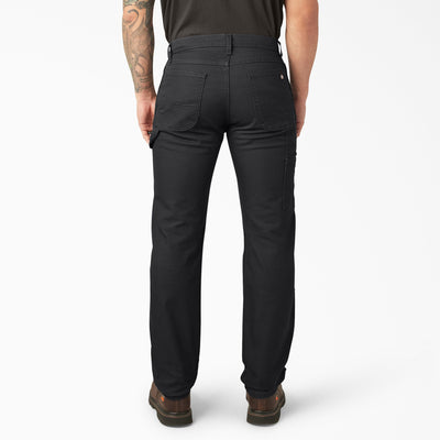 Person wearing Dp802 Carpenter Pant Regular Fit Pants Stone Washed Black Pants, Man wearing black carpenter pants standing