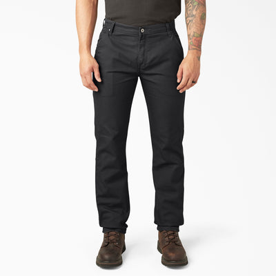 Dp802 Carpenter Pant Regular Fit Pants front view, Black five-pocket carpenter pants with straight leg and reinforced