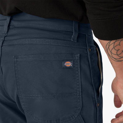 Person wearing Dp802 Carpenter Pant Regular Fit Pants Stone Washed Black Pants, Navy work pants worn casually against white