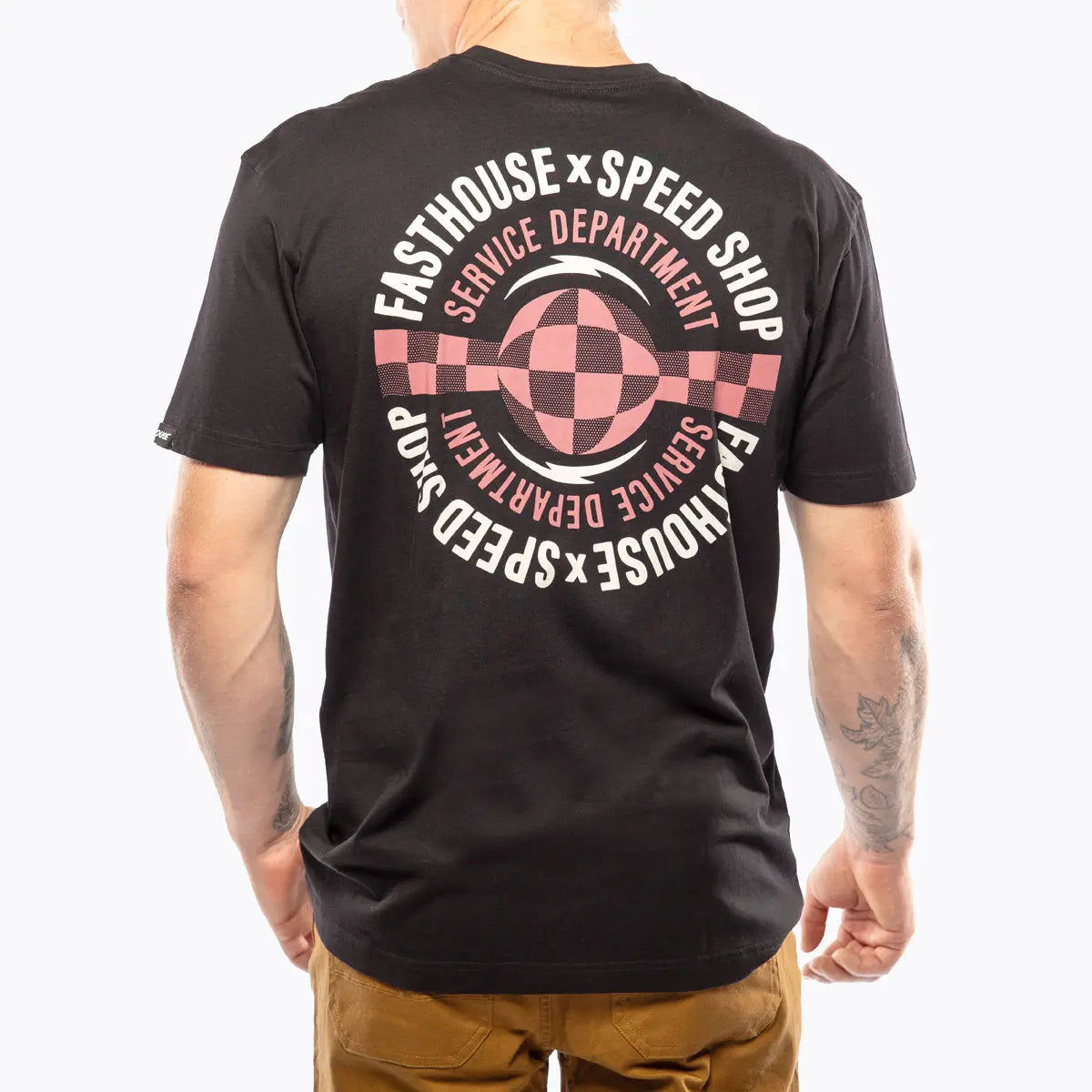 Person wearing Finch Black Tee, Wearer stands indoors against neutral background in casual stance - Slowride Supply