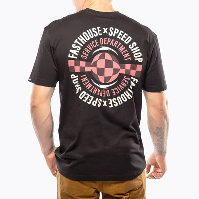 Person wearing Finch Black Tee, Wearer stands indoors against neutral background in casual stance - Slowride Supply