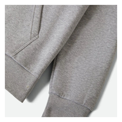 Close-up of Flames Gunmetal/ Heather Hoodie showing Ribbed cuff and hem detail on heather gray sweatshirt sleeve - Slowride