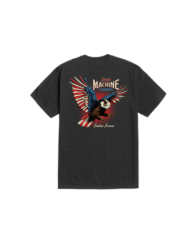 Free Flyer front view, Black with bald eagle graphic in red, white and blue, "Loser Machine Company" text above, "freedom