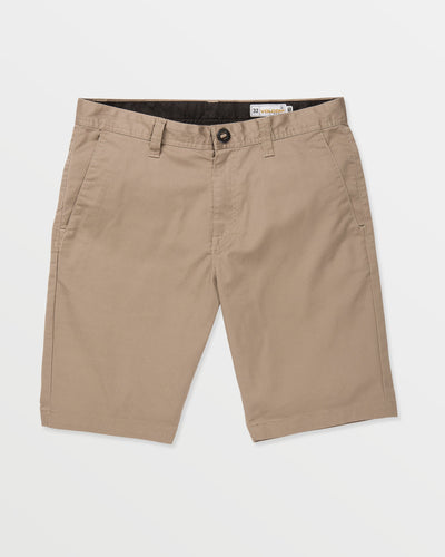 Frickin Modern Short Shorts front view, Khaki cotton twill shorts with flat front, side pockets, and button closure, Black