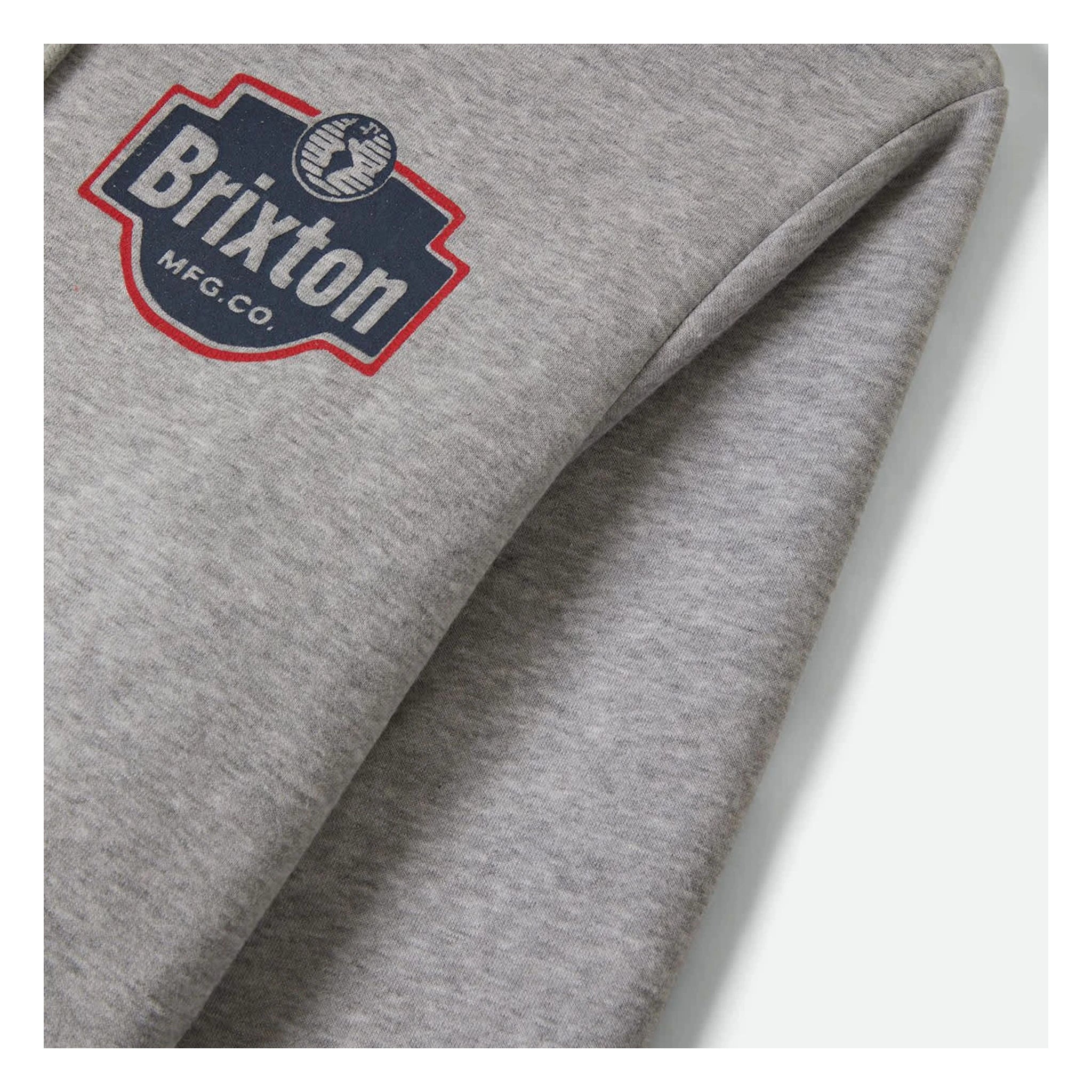 Close-up of Genuine Quality Gunmetal Hoodie showing Heathered jersey knit fabric with soft ribbed texture throughout the
