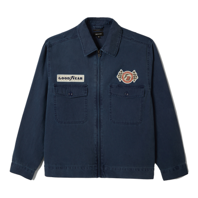 Back of Goodyear Trademark LW Washed Navy Jacket, Blank back - Slowride Supply - vintage racing apparel from Slowride Supply