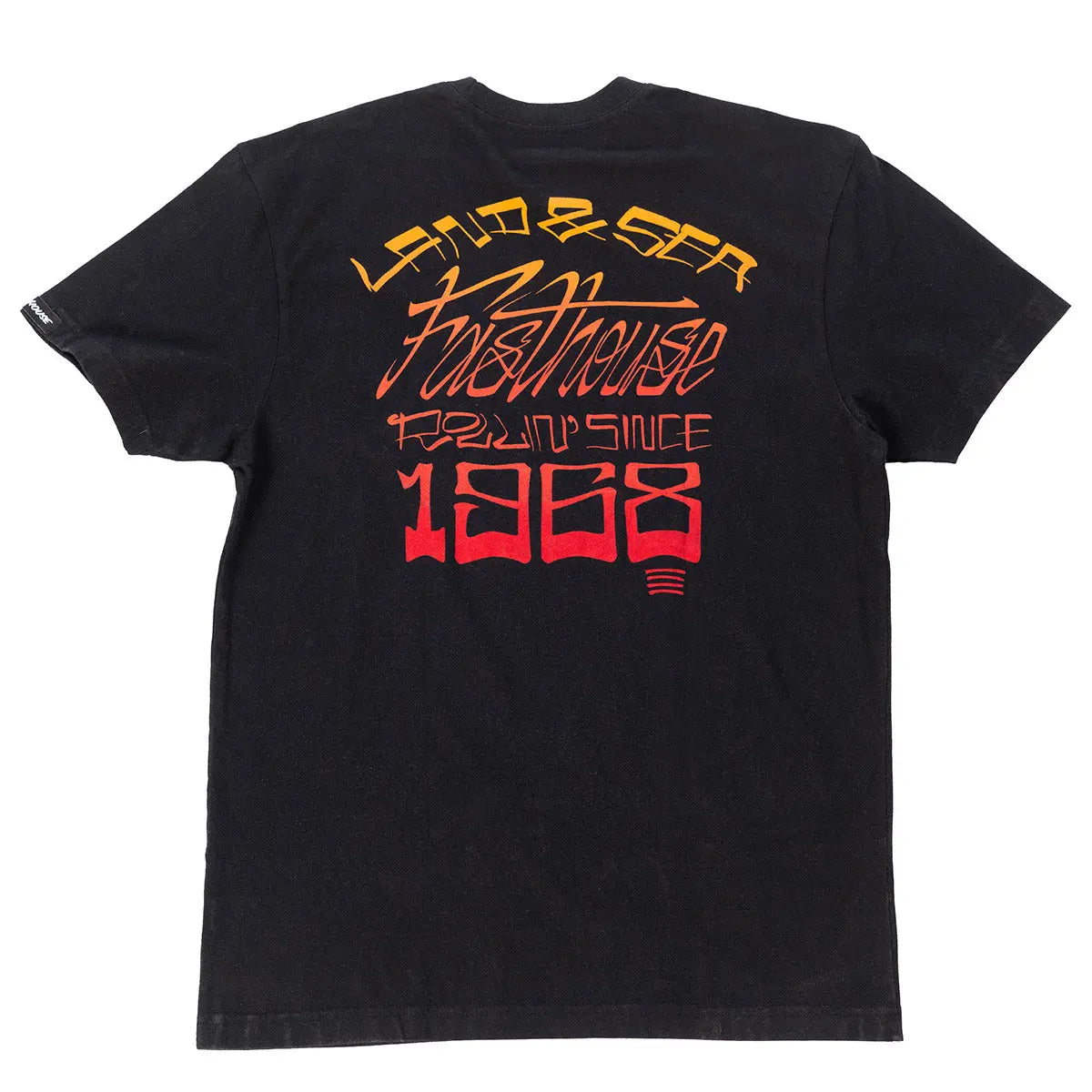 Horizon front view, Black with yellow, orange, and red gradient text reading "Landozzer" and "Established" with "1988" in