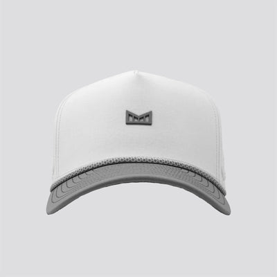 Back of Hydro Odyssey Rope Bulls Black Hat, Gray bill with curved stitch detailing and embossed texture pattern - Slowride