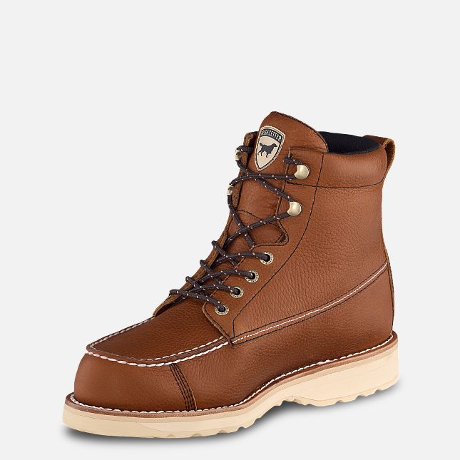 Hunt/wingshooter A0838 Boots front view, Brown leather lace-up boot with cream sole and contrast stitching detail, Boots -