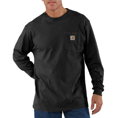 Back of K126 Long-sleeve Pocket T-shirt Black L/S Tee, Blank back - Slowride Supply