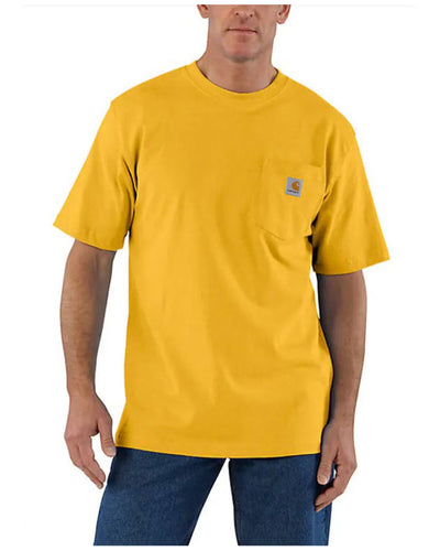 Person wearing K87 (reg) Black Tee, Man wearing yellow t-shirt against plain white background studio setting - Slowride