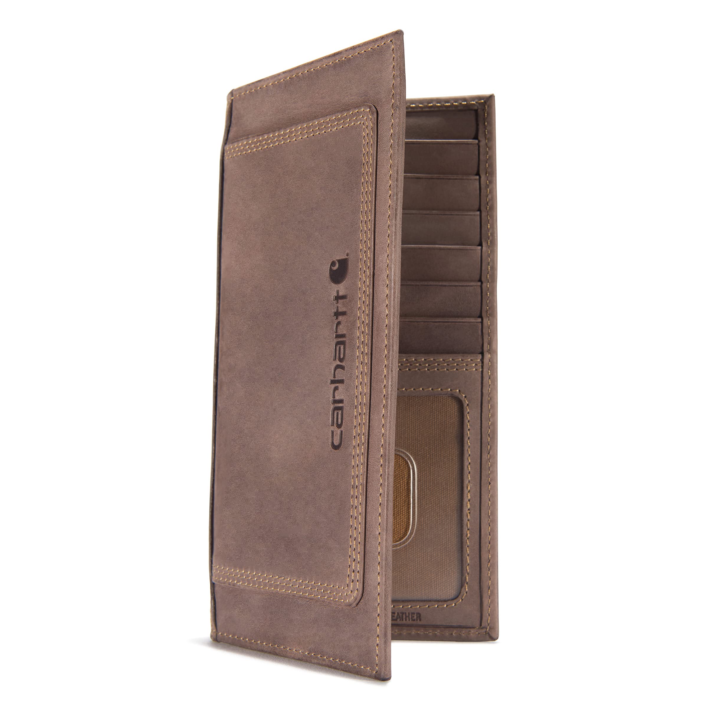 Close-up of Leather Triple Stitched Rodeo Wallet Accessory Black Accessory showing Tan leather with visible triple-stitch