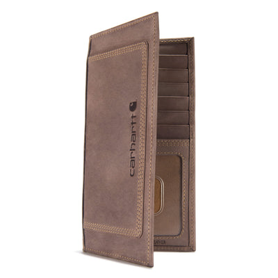 Close-up of Leather Triple Stitched Rodeo Wallet Accessory Black Accessory showing Tan leather with visible triple-stitch