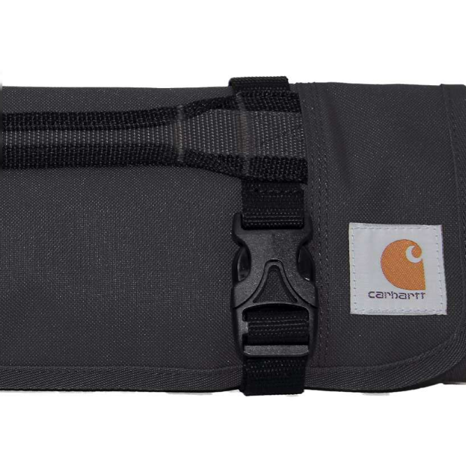 Close-up of Legacy Tool Roll Accessory Black Accessory showing Black nylon webbing with plastic side-release buckle and