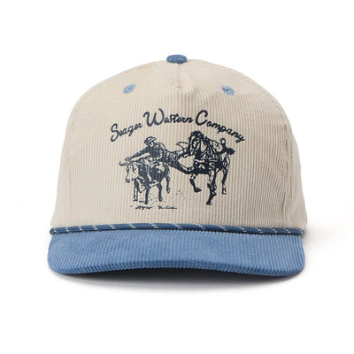 Back of Los Rios Cordouroy Snapback Cream/green Hat, Blank back - Slowride Supply