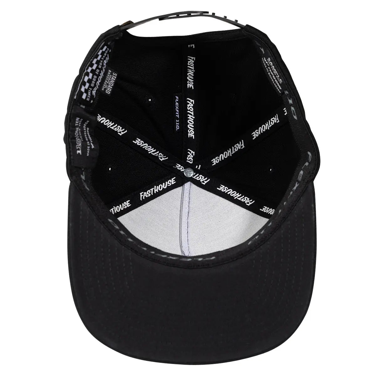 Close-up of Maintenance Hat Apparel Black Apparel showing White interior sweatband with black text tape reading brand name