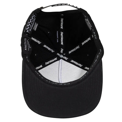 Close-up of Maintenance Hat Apparel Black Apparel showing White interior sweatband with black text tape reading brand name
