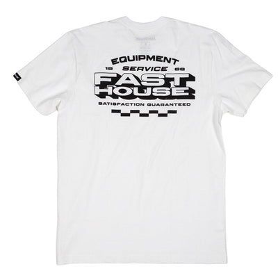Maintenance front view, White with black "Equipment Service 1968 Fast House Satisfaction Guaranteed" text and checkered flag