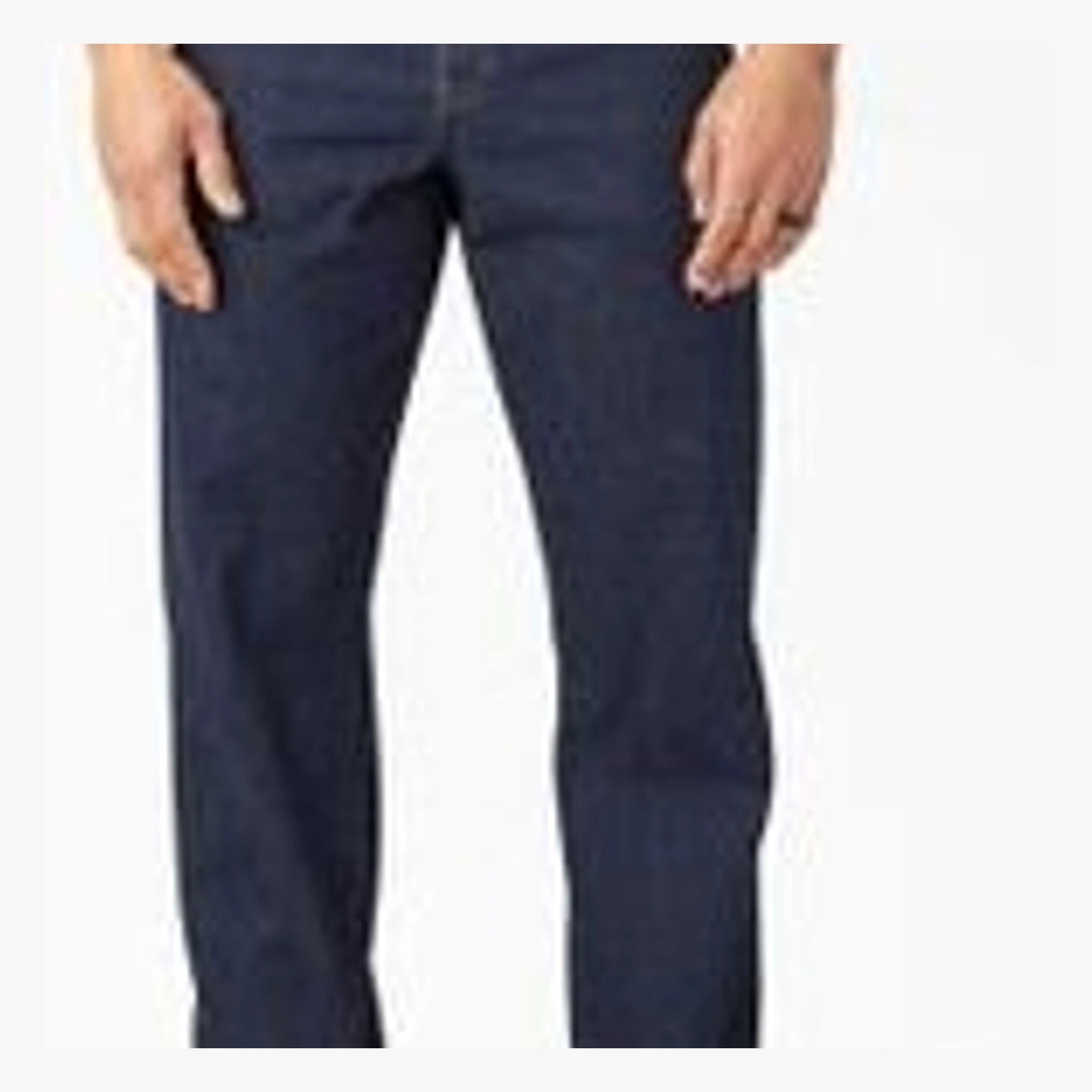 Mens Denim 5-pocket Jean (9393) Pants front view, Stonewashed indigo blue denim with five-pocket construction and straight
