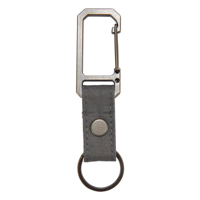Back of Nylon Duck Key Keeper Accessory Grey Accessory, Grey nylon strap with metal snap button and carabiner clip