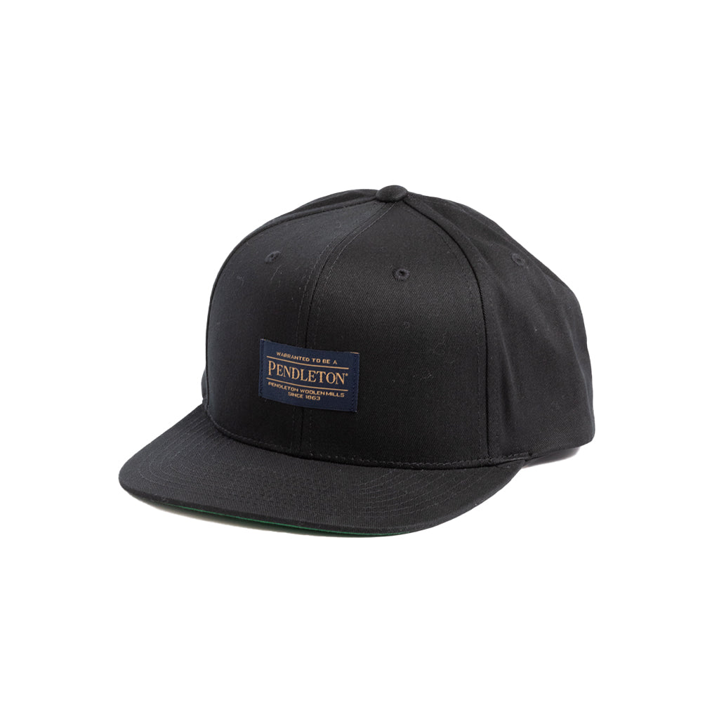 Back of Logo Flat-brim Black Hat, Green undervisor on black flat-brim cap - Slowride Supply