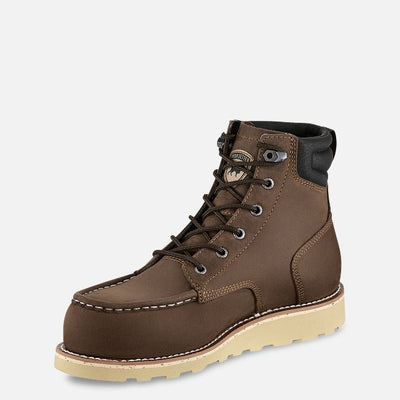 Pipestone 84631 Boots front view, Brown leather work boot with cream lug sole and black collar trim, Boots - Slowride Supply