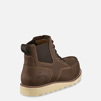 Back of Pipestone ST 84632 Boots Boots, Brown suede with cream stitching and tan crepe sole, embossed logo on heel -
