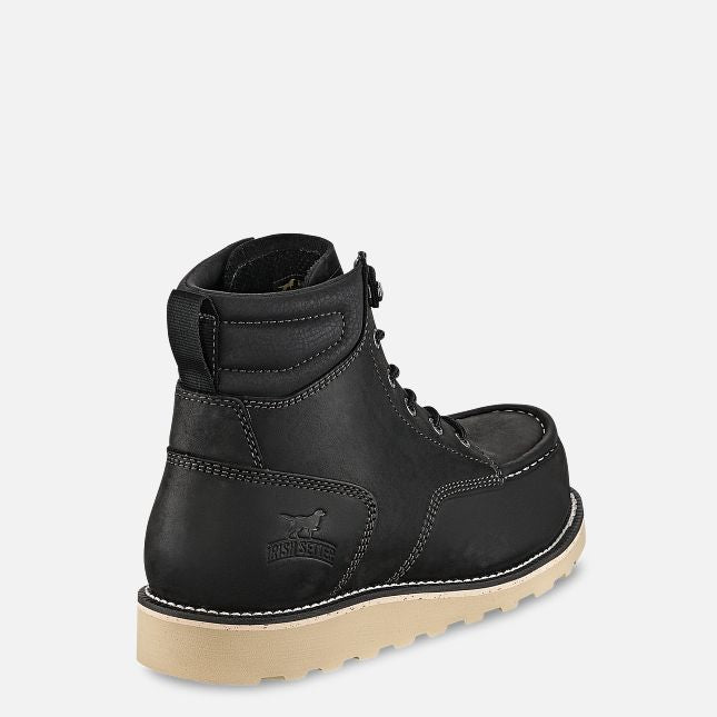 Back of Pipestone ST 84634 Boots Boots, Black leather with cream stitching, embossed logo, cream lug sole - Slowride Supply