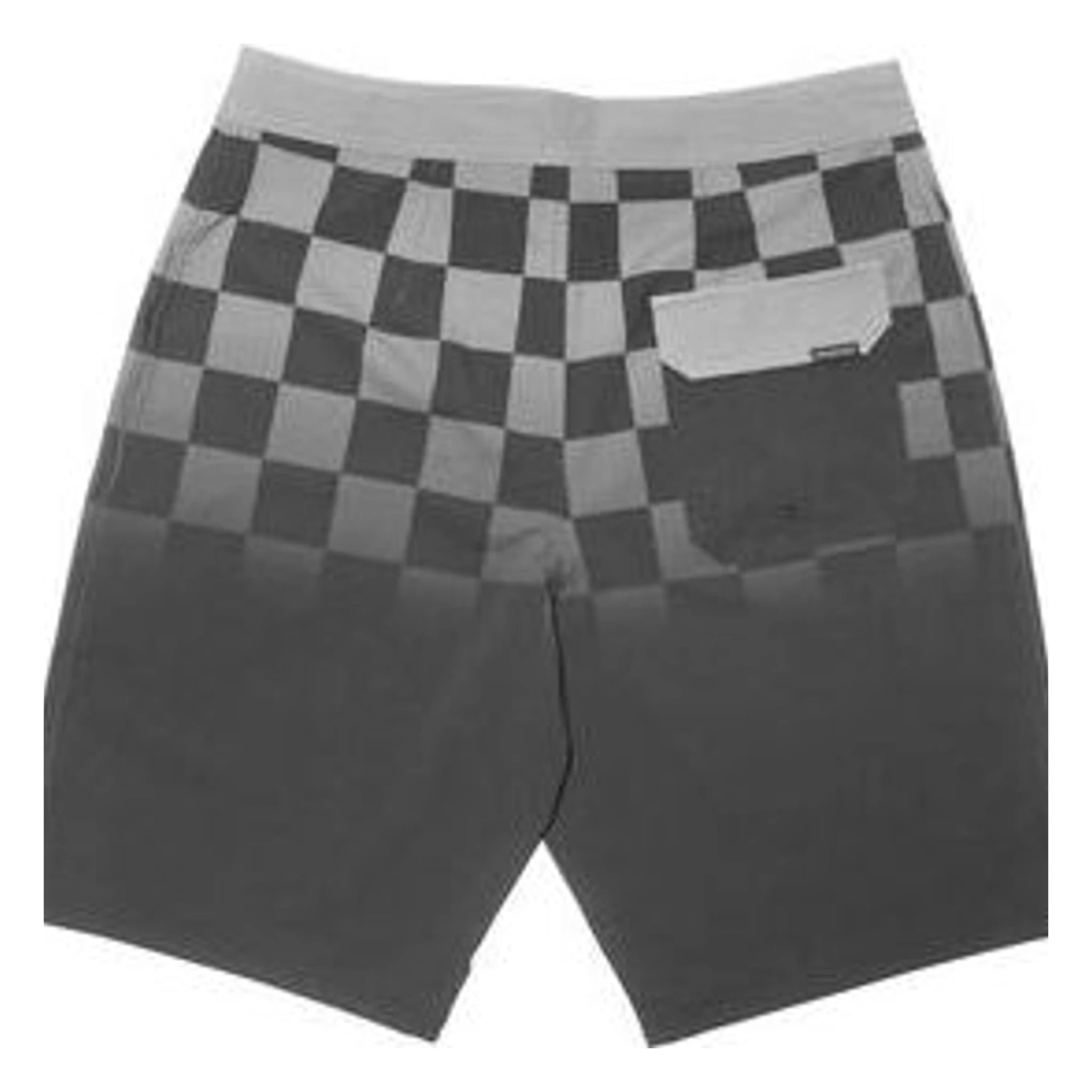 Back of Piston 21" Boardshort Boardshorts Gray/black Boardshorts, Black with gray and charcoal checkerboard waistband