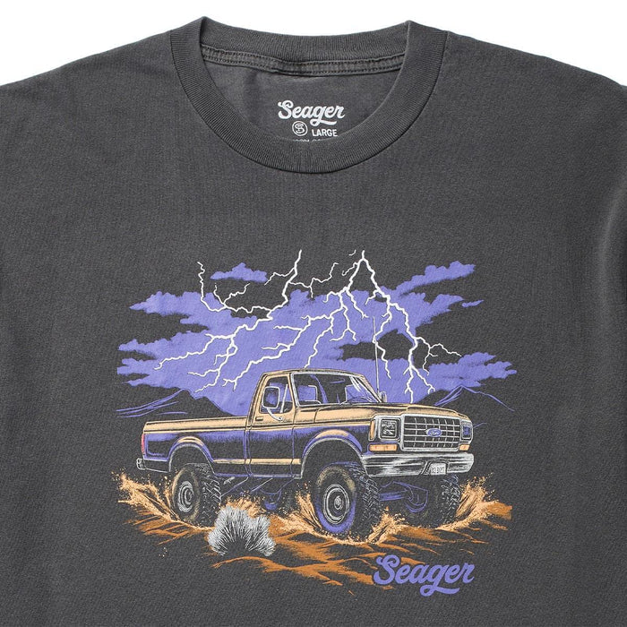 Back of Premium Mud Romp Pigment Black Tee, Blank back - Slowride Supply - vintage racing apparel from Slowride Supply