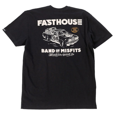 Back of Pursuit Natural Tee, Black with white "Fasthouse" text, race car number 68 graphic, and "Band of Misfits Worldwide