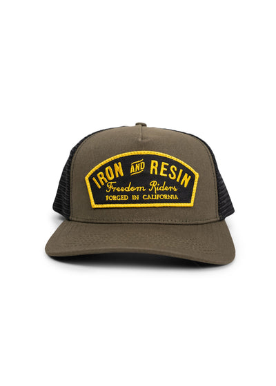 Back of Ranger Dark Slate Hat, Black mesh back panels with olive front crown - Slowride Supply