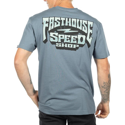Person wearing Record Natural Tee, White background studio setting with wearer in neutral pose - Slowride Supply