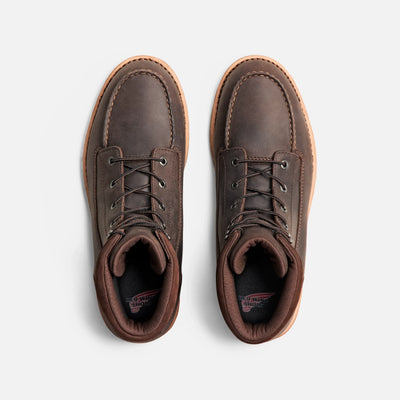 Back of 1222- Traction Tred Lite Boots Boots, Brown leather work boots with tan gum sole and contrasting stitching