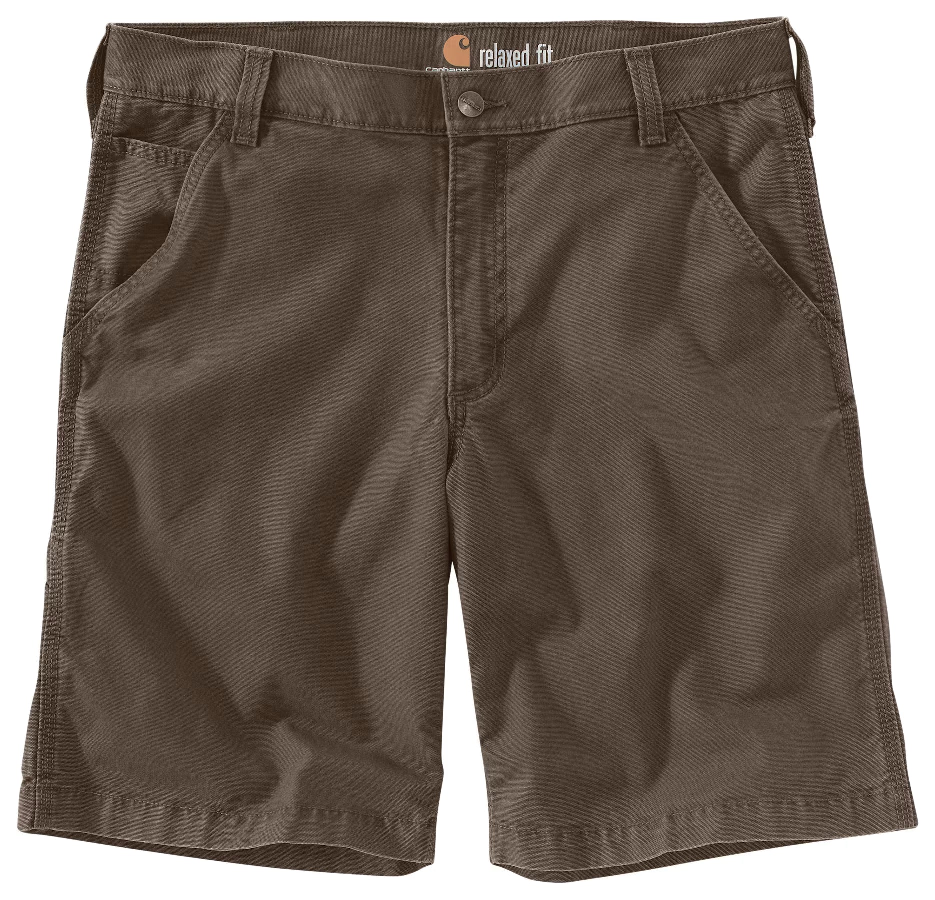 Relaxed 10" Rigby Dungare Short (102514) Shorts front view, Dark brown cotton twill shorts with relaxed fit, featuring