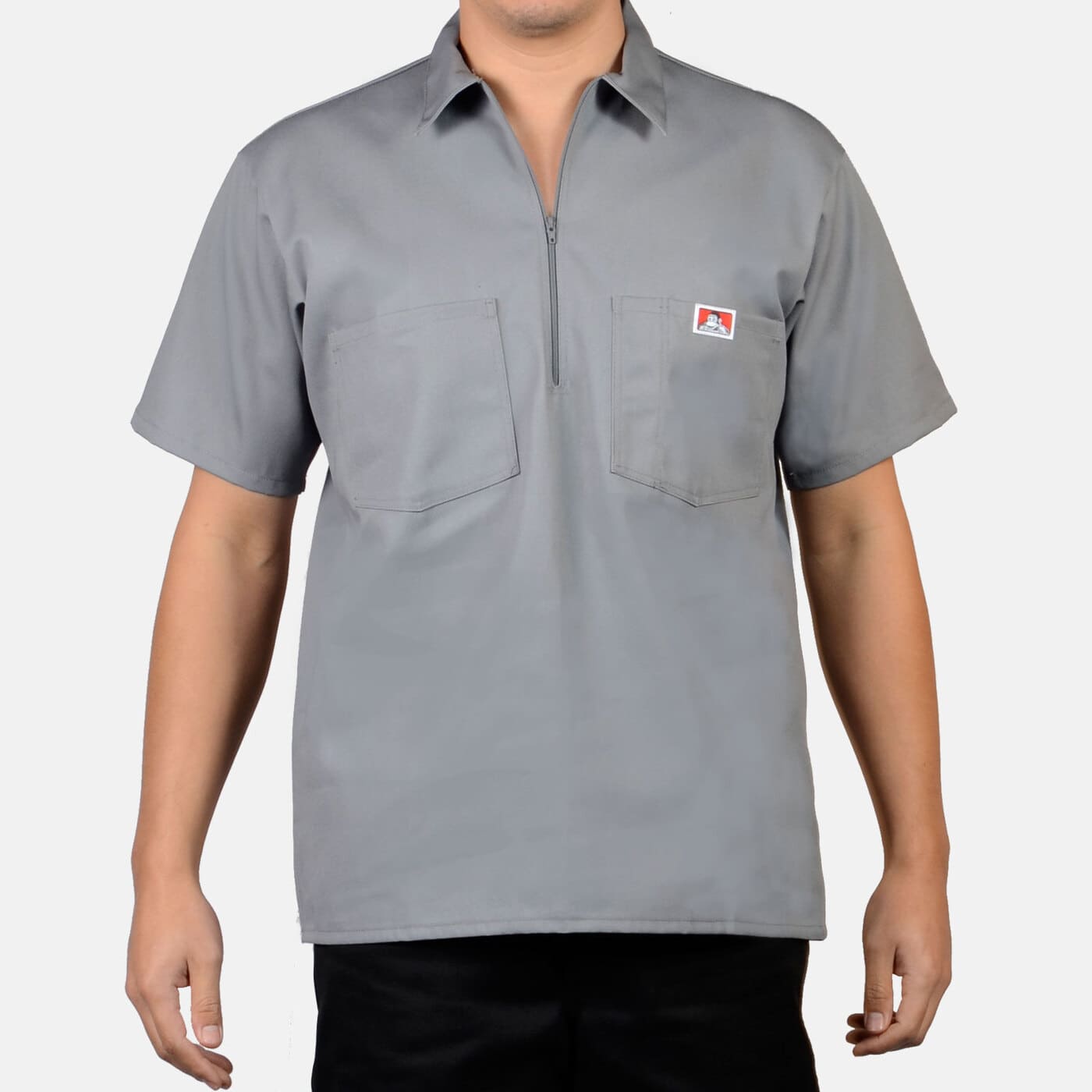 Back of Short Sleeve Solid Half Zip S/S Woven Black S/S Woven, Blank back - Slowride Supply