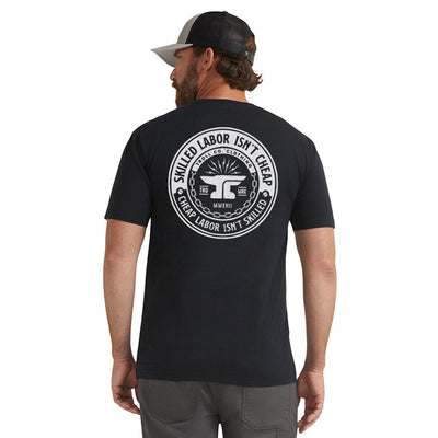 Person wearing Slic Black Tee, Man wearing black tee standing against plain white background - Slowride Supply