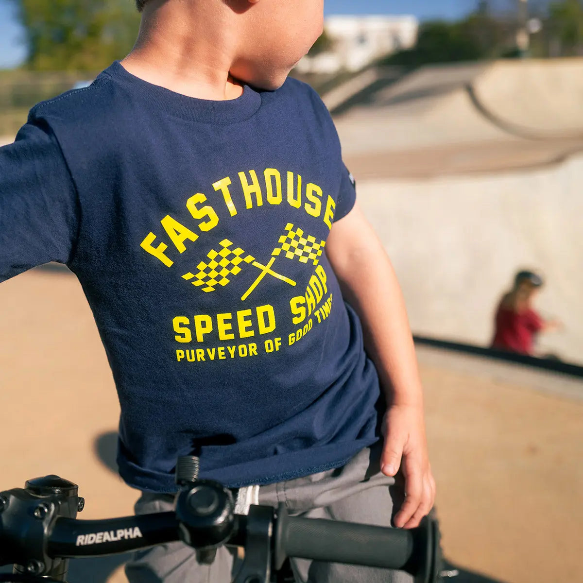 Back of Toddler Crossroads Tee Navy Kids Navy Kids Tee, Blank back - Slowride Supply