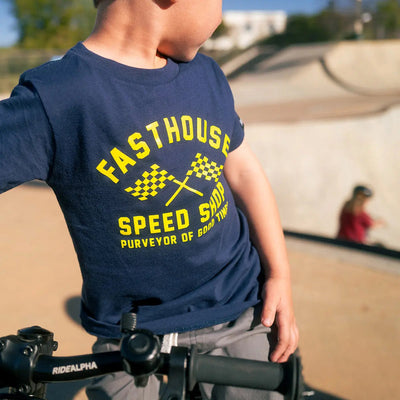 Back of Toddler Crossroads Tee Navy Kids Navy Kids Tee, Blank back - Slowride Supply