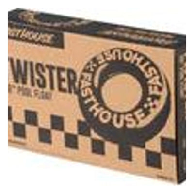 Care label on Twister Pool Floatie Accessory Yellow/black Accessory showing Tan label with brown text and circular speedway
