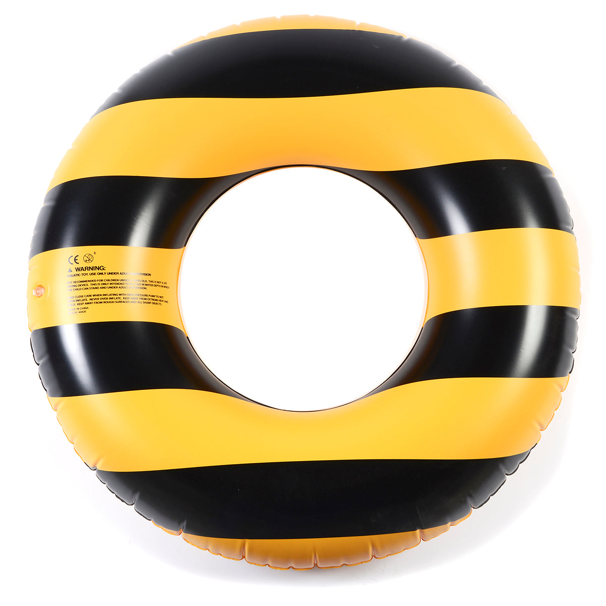 Close-up of Twister Pool Floatie Accessory Yellow/black Accessory showing Black and yellow horizontal stripes with warning