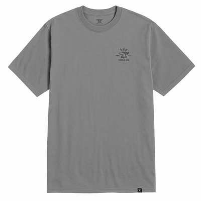 Close-up of Twisting Wrenches Black Tee showing Small embroidered logo with crossed wrenches and Roman numerals centered on